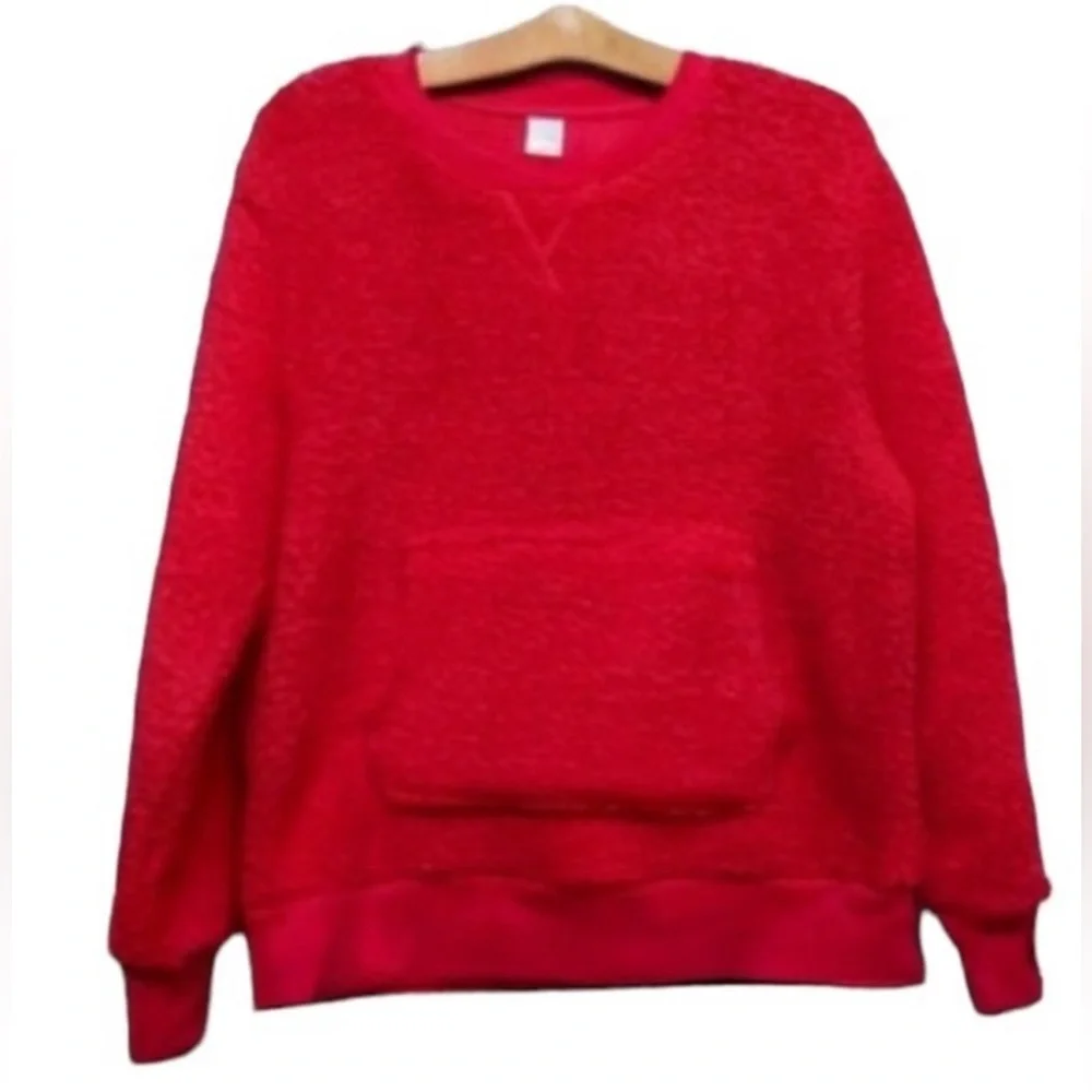 Sleep Chic Faux Fur Women’s red pull over w/ front pocket size medium‎ (W-184) - Picture 9 of 9